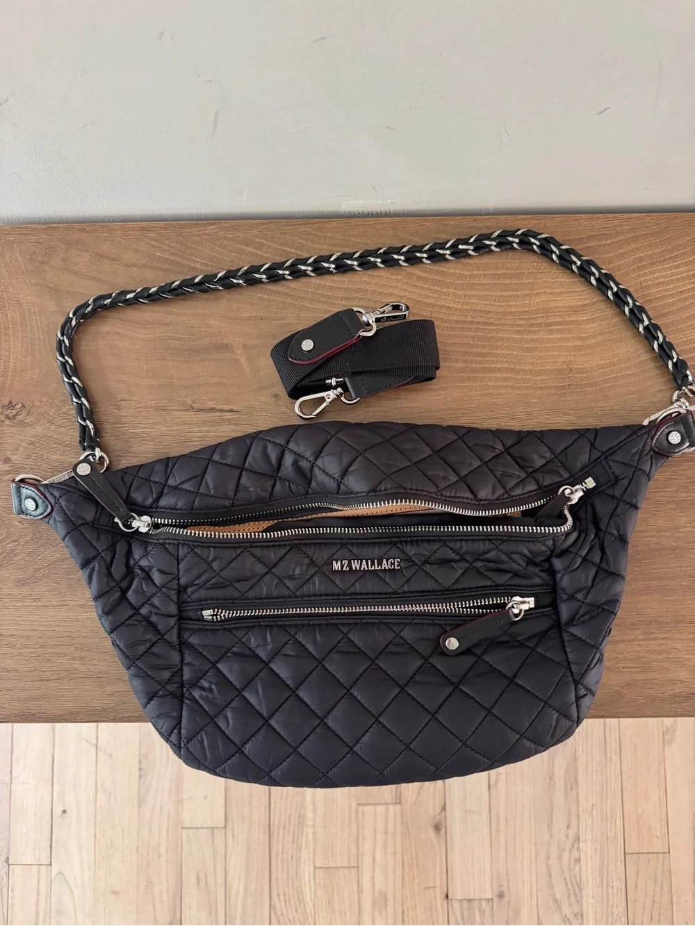 MZ Wallace Crosby Black Quilted Crossbody Belt Bag - Picture 1 of 9